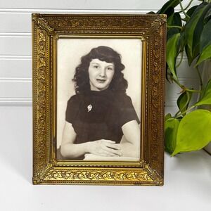 Vintage Ornate Brass Photo Frame: Antique Gold Finish, 5x7